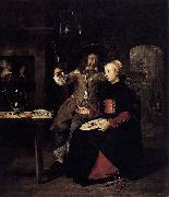 Gabriel Metsu Portrait of the Artist with His Wife Isabella de Wolff in a Tavern Spain oil painting artist